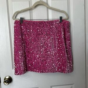 Pink Sequin Mini Skirt - Women Size XL